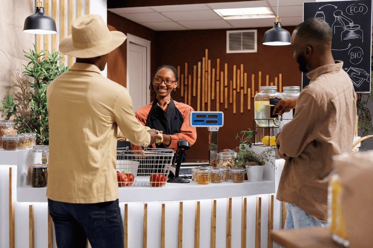 A Scoco vendor serving a customer