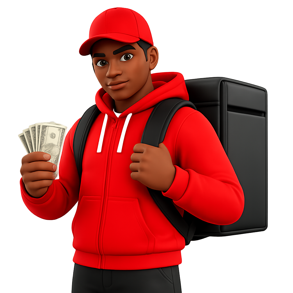 A Scoco courier holding earnings